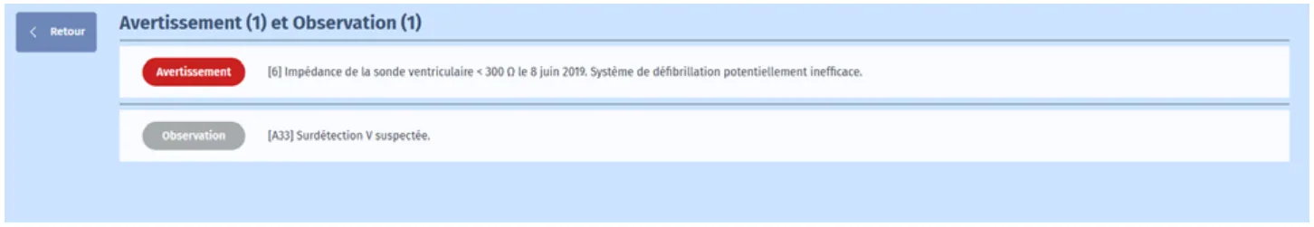 MicroPort DAI, Écran d’avertissement : — Dysfonction sonde